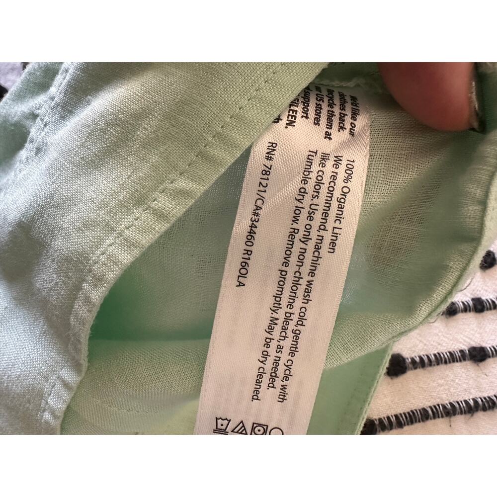 EILEEN FISHER | Mint Green Linen Wide Leg Ankle Length Pants | Size 0 - Picture 6 of 6